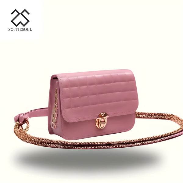 Women PU Leather Body Bag color pink